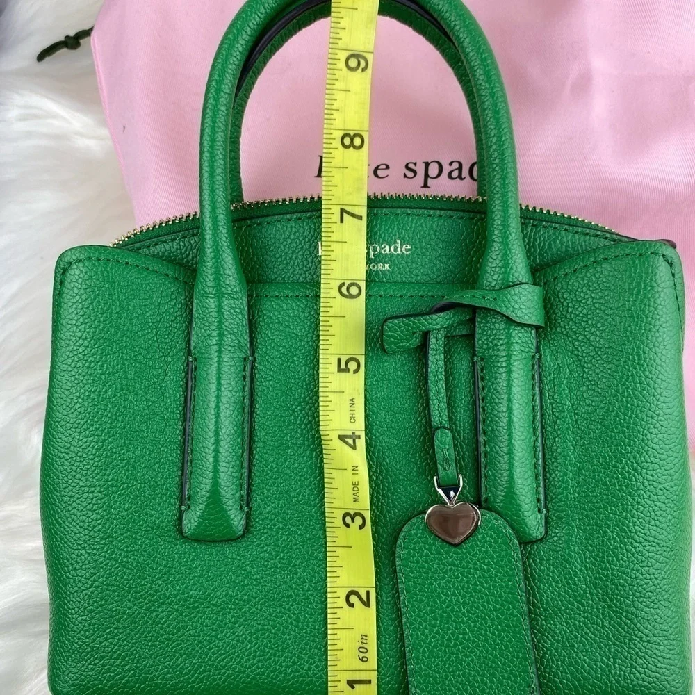 kate spade Green Pebbled Leather Satchel with Heart Charm